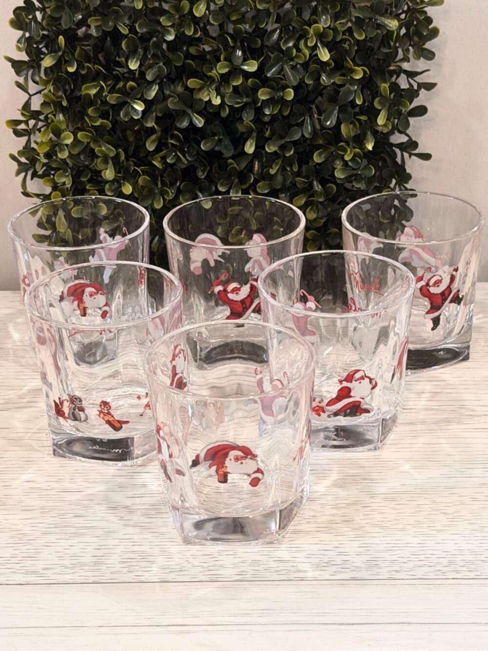 Set of 6 Miracle Christmas Santa Double Rocks Old Fashioned Drinking Glasses